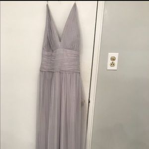 Long Silver Bridesmaid Dress